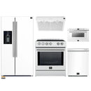 Forno 5-Piece Appliance Package - 30-Inch Induction Range, Under Cabinet Range Hood,  French Door Refrigerator with Water Dispenser, Dishwasher, and  Microwave Drawer in White with Stainless Steel Trim