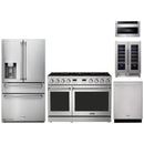 Thor Kitchen A-Series 5-Piece Appliance Package - 48-Inch Propane Gas Range, Refrigerator with Water Dispenser, Dishwasher, Microwave, and Wine Cooler in Stainless Steel