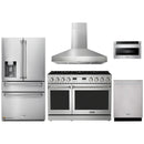 Thor Kitchen A-Series 5-Piece Appliance Package - 48-Inch Propane Gas Range, Pro-Style Wall Mount Range Hood, Refrigerator with Water Dispenser, Dishwasher, and Microwave in Stainless Steel