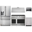 Thor Kitchen A-Series 5-Piece Appliance Package - 48-Inch Gas Range, Under Cabinet Range Hood, Refrigerator with Water Dispenser, Dishwasher, and Microwave in Stainless Steel