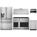 Thor Kitchen A-Series 5-Piece Appliance Package - 48-Inch Propane Gas Range, Under Cabinet Range Hood, Refrigerator with Water Dispenser, Dishwasher, and Microwave in Stainless Steel