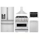 ZLINE 5-Piece Appliance Package - 30-Inch Dual Fuel Range, Hood, Refrigerator with Water Dispenser, Dishwasher, and Microwave Drawer in Stainless Steel