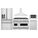 ZLINE 5-Piece Appliance Package - 48-Inch Classic Dual Fuel Range, Wall Mount Range Hood, 36-Inch French Door Refrigerator with Water Dispenser, Dishwasher, and 30-Inch Microwave Drawer in Stainless Steel