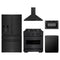 ZLINE 5-Piece Appliance Package - 30-Inch Dual Fuel Range, Hood, Refrigerator with Water Dispenser, Dishwasher, and Microwave Drawer in Black Stainless Steel