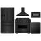 ZLINE 5-Piece Appliance Package - 36-Inch Dual Fuel Range, Hood, Refrigerator with Water Dispenser, Dishwasher, and Microwave Drawer in Black Stainless Steel