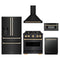 ZLINE 5-Piece Appliance Package - 30-Inch Autograph Edition Dual Fuel Range, Wall Mount Range Hood, 36-Inch French Door Refrigerator with Water Dispenser, Dishwasher, and 30-Inch Microwave Drawer in Black Stainless Steel with Gold Accents