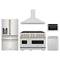 ZLINE 5-Piece Appliance Package - 48-Inch Dual Fuel Range, Hood, Refrigerator with Water Dispenser, Dishwasher, and Microwave Drawer in Stainless Steel with Champagne Bronze Accents