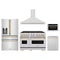ZLINE 5-Piece Appliance Package - 48-Inch Dual Fuel Range, Hood, Refrigerator with Water Dispenser, Dishwasher, and Microwave Drawer in Stainless Steel with Gold Accents