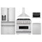 ZLINE 5-Piece Appliance Package - 36-Inch Gas Range, Hood, Refrigerator with Water Dispenser, Dishwasher, and Microwave Drawer in Stainless Steel