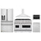 ZLINE 5-Piece Appliance Package - 48-Inch Gas Range, Hood, Refrigerator with Water Dispenser, Dishwasher, and Microwave Drawer in Stainless Steel