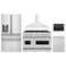 ZLINE 5-Piece Appliance Package - 48-Inch Gas Range, Hood, Refrigerator with Water Dispenser, Dishwasher, and Microwave Drawer in Stainless Steel