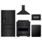 ZLINE 5-Piece Appliance Package - 30-Inch Gas Range, Hood, Refrigerator with Water Dispenser, Dishwasher, and Microwave Drawer in Black Stainless Steel