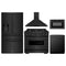ZLINE 5-Piece Appliance Package - 36-Inch Gas Range, Hood, Refrigerator with Water Dispenser, Dishwasher, and Microwave Drawer in Black Stainless Steel