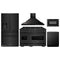 ZLINE 5-Piece Appliance Package - 48-Inch Gas Range, Hood, Refrigerator with Water Dispenser, Dishwasher, and Microwave Drawer in Black Stainless Steel