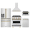ZLINE 5-Piece Appliance Package - 30-Inch Autograph Edition Gas Range, Wall Mount Range Hood, 36-Inch French Door Refrigerator with Water Dispenser, Dishwasher, and 30-Inch Microwave Drawer in Stainless Steel with Champagne Bronze Accents