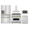 ZLINE 5-Piece Appliance Package - 36-Inch Autograph Edition Gas Range, Wall Mount Range Hood, 36-Inch French Door Refrigerator with Water Dispenser, Dishwasher, and 30-Inch Microwave Drawer in Stainless Steel with Gold Accents