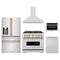 ZLINE 5-Piece Appliance Package - 36-Inch Gas Range, Hood, Refrigerator with Water Dispenser, Dishwasher, and Microwave Drawer in Stainless Steel with Gold Accents