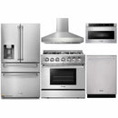Thor Kitchen 5-Piece Pro Appliance Package - 36-Inch Dual Fuel Range with Propane Gas Cooktop , Refrigerator with Water Dispenser, Pro-Style Wall Mount Hood, Dishwasher & Microwave Drawer in Stainless Steel