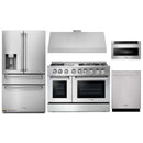 Thor Kitchen 5-Piece Pro Appliance Package - 48-Inch Dual Fuel Range, Refrigerator with Water Dispenser, Dishwasher, Under Cabinet 11-Inch Tall Hood, & Microwave Drawer in Stainless Steel