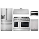 Thor Kitchen 5-Piece Pro Appliance Package - 48-Inch Dual Fuel Range with Propane Gas Cooktop , Refrigerator with Water Dispenser, Dishwasher, Under Cabinet 11-Inch Tall Hood, & Microwave Drawer in Stainless Steel