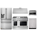 Thor Kitchen 5-Piece Pro Appliance Package - 48-Inch Propane Gas Range, Refrigerator with Water Dispenser, Dishwasher, Under Cabinet 11-Inch Tall Hood, & Microwave Drawer in Stainless Steel
