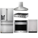 Thor Kitchen 5-Piece Pro Appliance Package - 36-Inch Propane Gas Rangetop, Electric Wall Oven, Pro-Style Wall Mount Hood, Dishwasher & Refrigerator with Water Dispenser in Stainless Steel