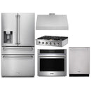 Thor Kitchen 5-Piece Pro Appliance Package - 36-Inch Rangetop, Electric Wall Oven, Under Cabinet Hood, Dishwasher & Refrigerator with Water Dispenser in Stainless Steel