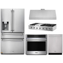 Thor Kitchen 5-Piece Pro Appliance Package - 48-Inch Propane Gas Rangetop , Electric Wall Oven, Under Cabinet 11-Inch Tall Hood, Dishwasher & Refrigerator with Water Dispenser in Stainless Steel