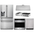Thor Kitchen 5-Piece Pro Appliance Package - 48-Inch Rangetop, Electric Wall Oven, Under Cabinet 11-Inch Tall Hood, Dishwasher & Refrigerator with Water Dispenser in Stainless Steel