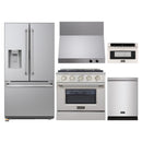 Kucht 5-Piece Appliance Package - 30-Inch Dual Fuel Range in Natural Gas, 36-Inch Refrigerator with Water Dispenser, Dishwasher, Wall Mount Range Hood & Microwave Drawer in Stainless Steel