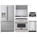 Kucht 5-Piece Appliance Package - 30-Inch Dual Fuel Range in Natural Gas, 36-Inch Refrigerator with Water Dispenser, Dishwasher, Wall Mount Range Hood, & Microwave Wall Oven in Stainless Steel