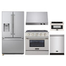 Kucht 5-Piece Appliance Package - 30-Inch Dual Fuel Range in Propane Gas, 36-Inch Refrigerator with Water Dispenser, Dishwasher, Under Cabinet Range Hood & Microwave Drawer in Stainless Steel