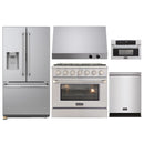 Kucht 5-Piece Appliance Package - 36-Inch Dual Fuel Range in Natural Gas, 36-Inch Refrigerator with Water Dispenser, Dishwasher, Microwave Wall Oven & Under Cabinet Range Hood in Stainless Steel