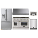 Kucht 5-Piece Appliance Package - 48-Inch Dual Fuel Range in Natural Gas, 36-Inch Refrigerator with Water Dispenser, Dishwasher, Under Cabinet Range Hood & Microwave Drawer in Stainless Steel