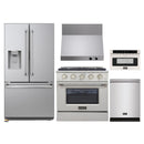 Kucht 5-Piece Appliance Package - 30-Inch Natural Gas Range with 4.2 Cu. Ft. Oven, 36-Inch Refrigerator with Water Dispenser, Dishwasher, Wall Mount Range Hood & Microwave Drawer in Stainless Steel