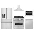 ZLINE 5-Piece Appliance Package - 30-Inch Legacy Dual Fuel Range, Wall Mount Range Hood, 36-Inch French Door Refrigerator with Water Dispenser, Dishwasher, and 24-Inch Microwave Drawer in Stainless Steel