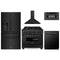 ZLINE 5-Piece Appliance Package - 36-Inch Legacy Dual Fuel Range, Wall Mount Range Hood, 36-Inch French Door Refrigerator with Water Dispenser, Dishwasher, and 30-Inch Microwave Drawer in Black Stainless Steel