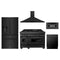 ZLINE 5-Piece Appliance Package - 48-Inch Legacy Dual Fuel Range, Wall Mount Range Hood, 36-Inch French Door Refrigerator with Water Dispenser, Dishwasher, and 30-Inch Microwave Drawer in Black Stainless Steel