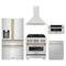 ZLINE 5-Piece Appliance Package - 30-Inch Legacy Autograph Dual Fuel Range, Wall Mount Range Hood, 36-Inch French Door Refrigerator with Water Dispenser, Dishwasher, and 30-Inch Microwave Drawer in Stainless Steel with Champagne Bronze Accents