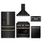 ZLINE 5-Piece Appliance Package - 30-Inch Paramount Dual Fuel Range, Wall Mount Range Hood, 36-Inch French Door Refrigerator with Water Dispenser, Dishwasher, and 30-Inch Microwave Drawer in Black Stainless Steel with Gold Accents