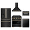 ZLINE 5-Piece Appliance Package - 30-Inch Paramount Dual Fuel Range, Wall Mount Range Hood, 36-Inch French Door Refrigerator with Water Dispenser, Dishwasher, and 24-Inch Microwave Drawer in Black Stainless Steel with Gold Accents