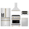 ZLINE 5-Piece Appliance Package - 30-Inch Paramount Dual Fuel Range, Wall Mount Range Hood, 36-Inch French Door Refrigerator with Water Dispenser, Dishwasher, and 30-Inch Microwave Drawer in Stainless Steel with Gold Accents