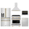 ZLINE 5-Piece Appliance Package - 30-Inch Paramount Autograph Dual Fuel Range, Wall Mount Range Hood, 36-Inch French Door Refrigerator with Water Dispenser, Dishwasher, and 24-Inch Microwave Drawer in Stainless Steel with Gold Accents