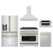 ZLINE 5-Piece Appliance Package - 36-Inch Paramount Dual Fuel Range, Wall Mount Range Hood, 36-Inch French Door Refrigerator with Water Dispenser, Dishwasher, and 30-Inch Microwave Drawer in Stainless Steel with Champagne Bronze Accents