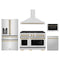 ZLINE 5-Piece Appliance Package - 48-Inch Paramount Autograph Dual Fuel Range, Wall Mount Range Hood, 36-Inch French Door Refrigerator with Water Dispenser, Dishwasher, and 24-Inch Microwave Drawer in Stainless Steel with Champagne Bronze Accents