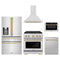 ZLINE 5-Piece Appliance Package - 30-Inch Paramount Autograph Gas Range, Wall Mount Range Hood, 36-Inch French Door Refrigerator with Water Dispenser, Dishwasher, and 24-Inch Microwave Drawer in Stainless Steel with Champagne Bronze Accents