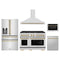 ZLINE 5-Piece Appliance Package - 48-Inch Paramount Autograph Gas Range, Wall Mount Range Hood, 36-Inch French Door Refrigerator with Water Dispenser, Dishwasher, and 24-Inch Microwave Drawer in Stainless Steel with Champagne Bronze Accents