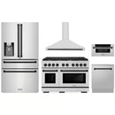 ZLINE 5-Piece Appliance Package - 48-Inch Paramount Autograph Gas Range, Wall Mount Range Hood, 36-Inch French Door Refrigerator with Water Dispenser, Dishwasher, and 30-Inch Microwave Drawer in Stainless Steel with Matte Black Accents