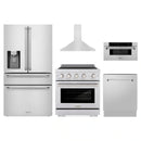 ZLINE 5-Piece Appliance Package - 30-Inch Paramount Induction Range, Wall Mount Range Hood, 36-Inch French Door Refrigerator with Water Dispenser, Dishwasher, and 30-Inch Microwave Drawer in Stainless Steel
