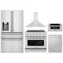 ZLINE 5-Piece Appliance Package - 36-Inch Paramount Induction Range, Wall Mount Range Hood, 36-Inch French Door Refrigerator with Water Dispenser, Dishwasher, and 30-Inch Microwave Drawer in Stainless Steel